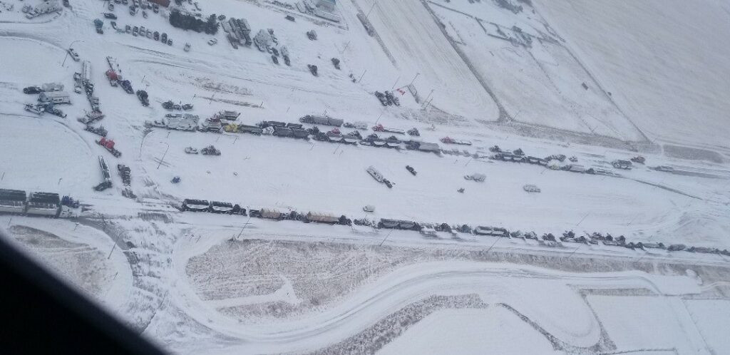 Aerial view of blockade