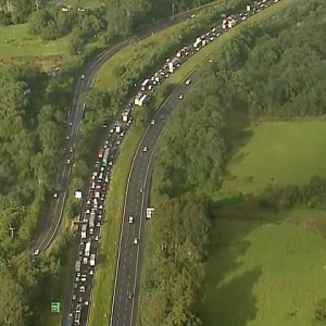 Drivers of B-double trucks were advised to park up until the motorway reopens./ppOther drivers are advised to use the old Pacific Highway instead