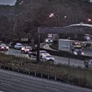 Traffic is starting to bank up on the M1 after metal debris were scattered across the road